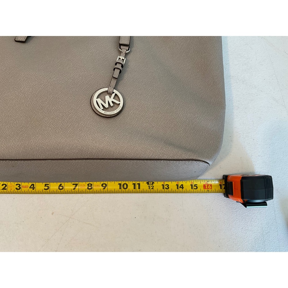 Michael Kors Large Tote Grey Saffiano Leather Shoulder Bag Silver Logo - Picture 7 of 8